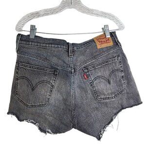 Levi’s 501 Distressed Faded Black Cutoff Button Fly Denim Shorts